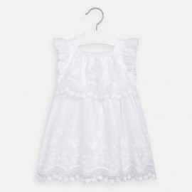 Dívčí popelínové šaty s výšivkou Mayoral 3952-48 bílé