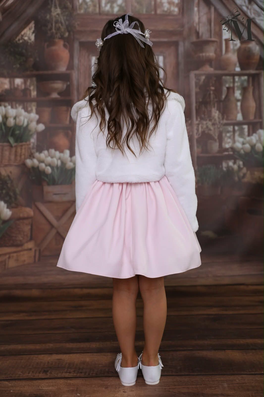 Bolerko z futerka dziewczęce biały Małami 1006-27226-3