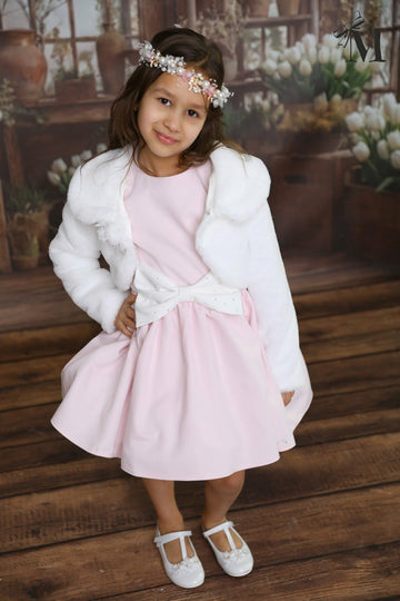 Bolerko z futerka dziewczęce biały Małami 1006-27226-3