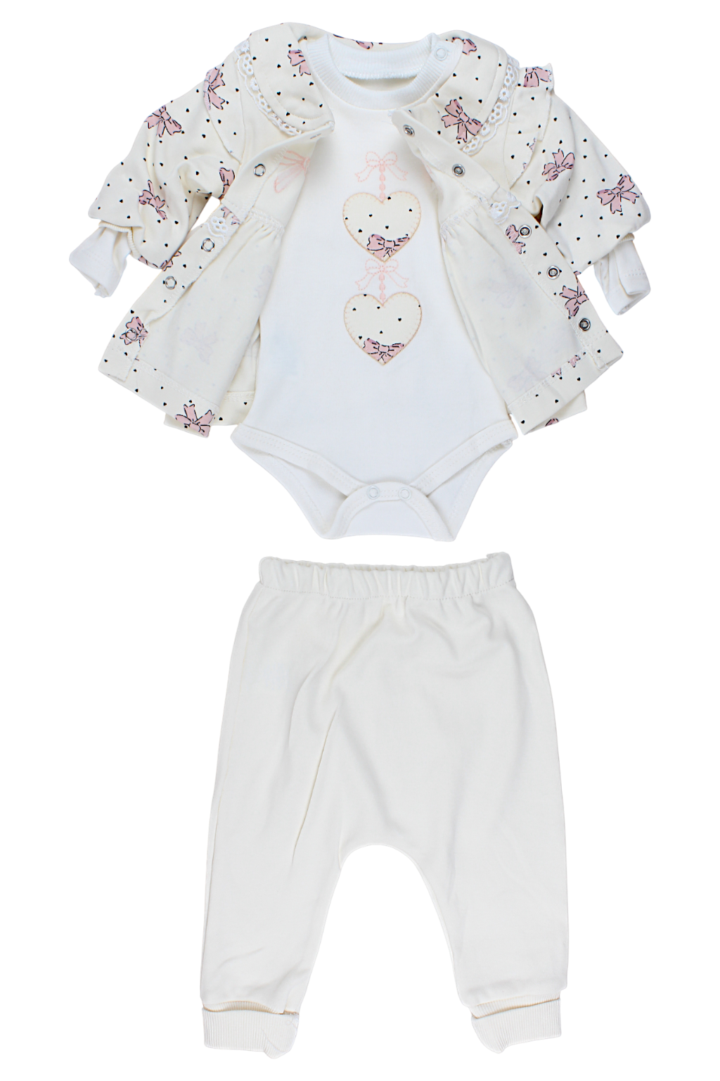 Komplet 3 części kokardki dziewczęcy krem Pakel 1369-11925