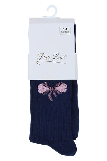 Rajstopy kokardka i serduszko cyrkonie dziewczęce granat Pier Lone 1516-81025-23