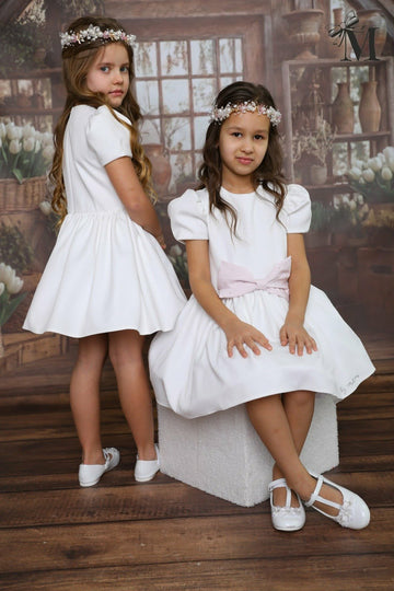 Sukienka kokarda dziewczęca biały MałaMi 1875-5326-3