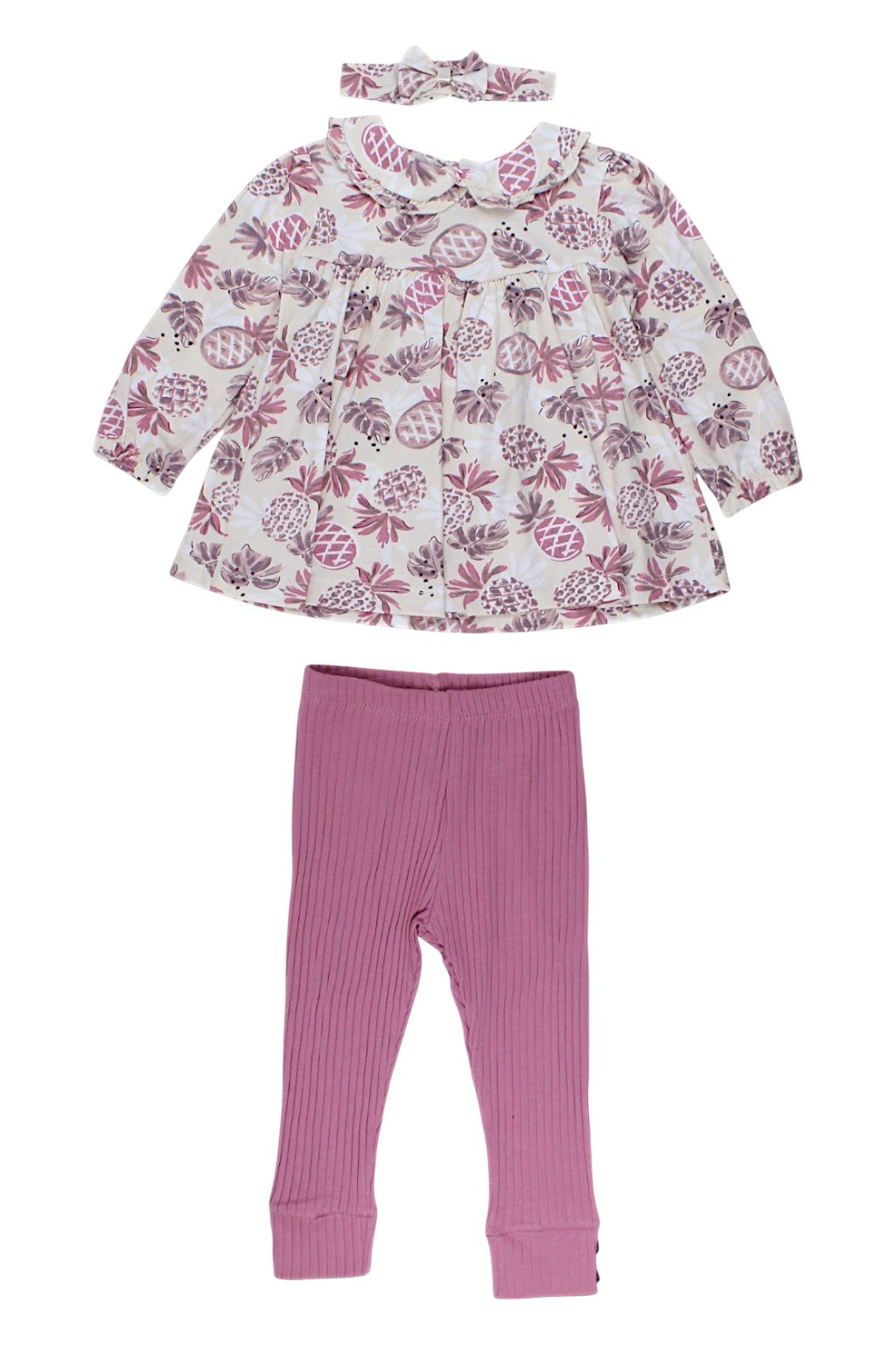 Komplet bluzka, getry i opaska dziewczęcy, kolor jagoda, Deco, G189505-16725