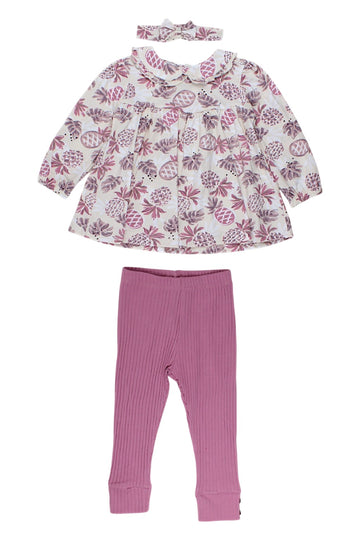 Komplet bluzka, getry i opaska dziewczęcy, kolor jagoda, Deco, G189505-16725