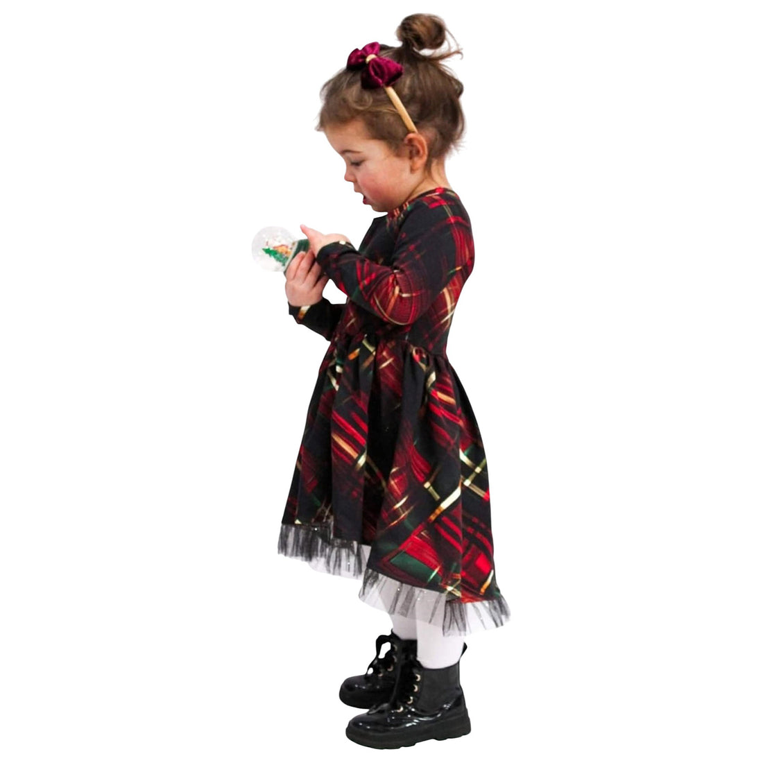 Checkered dress for girls black Guliwerkids 89457-61224-14