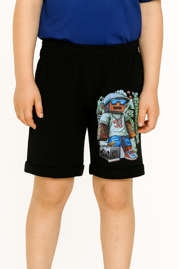 Spodenki dresowe sportowe chłopięce czarne Guliwerkids 3326-2725