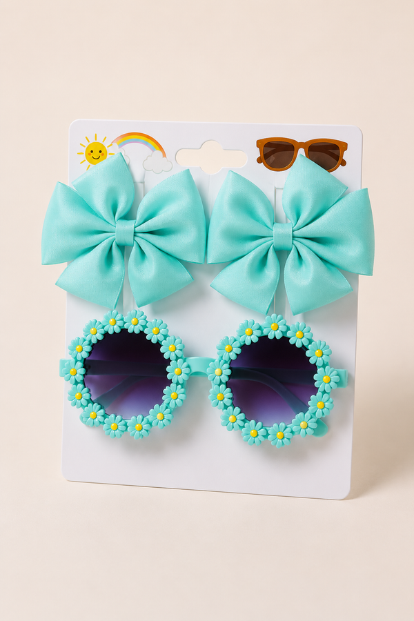 Zestaw 2 spinki i okulary dziewczęcy morski KidsBows 6045-24526-34