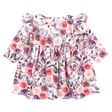 Sukienka w kwiaty dziewczęca róż Guliwerkids 22155-151124-40