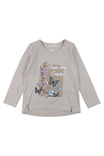 Bluzeczka kwiaty i motyle dziewczęca beż Breeze 21054-20825-1