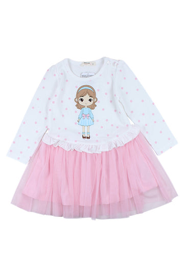 Sukienka bawełniana groszki dziewczęca róż Breeze 21492-81025-40