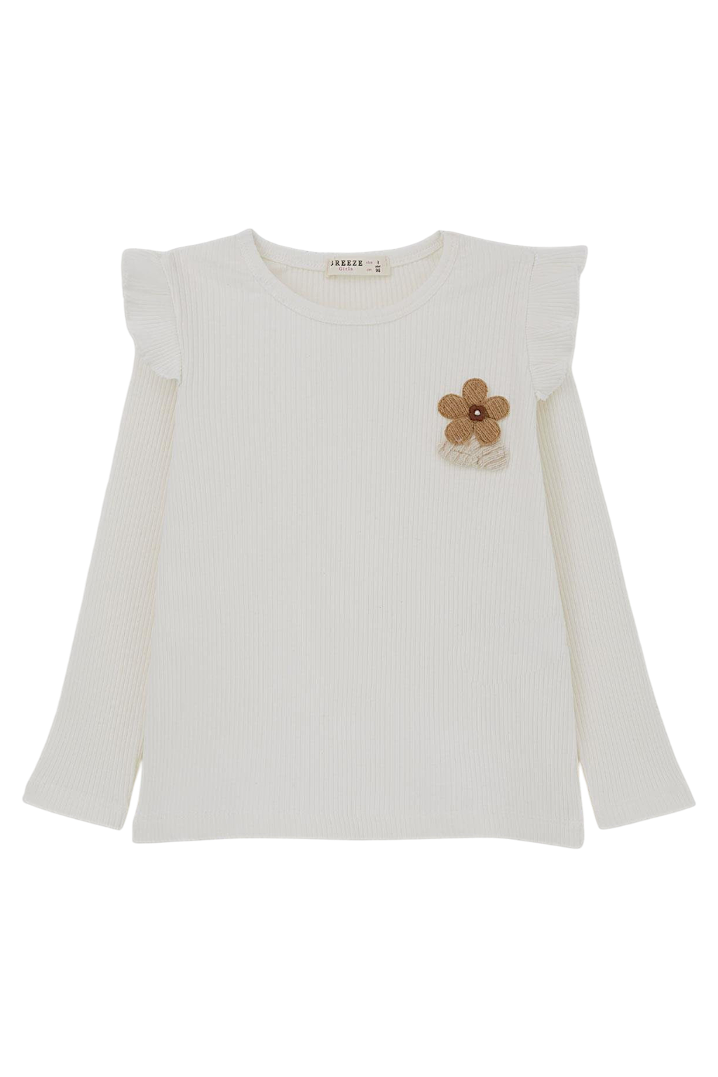 Bluzka prążek kwiat dziewczęca krem Breeze 22096-20825