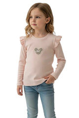 Bluzka prążek Myszka dziewczęca pudrowy róż Breeze 22354-161225-39