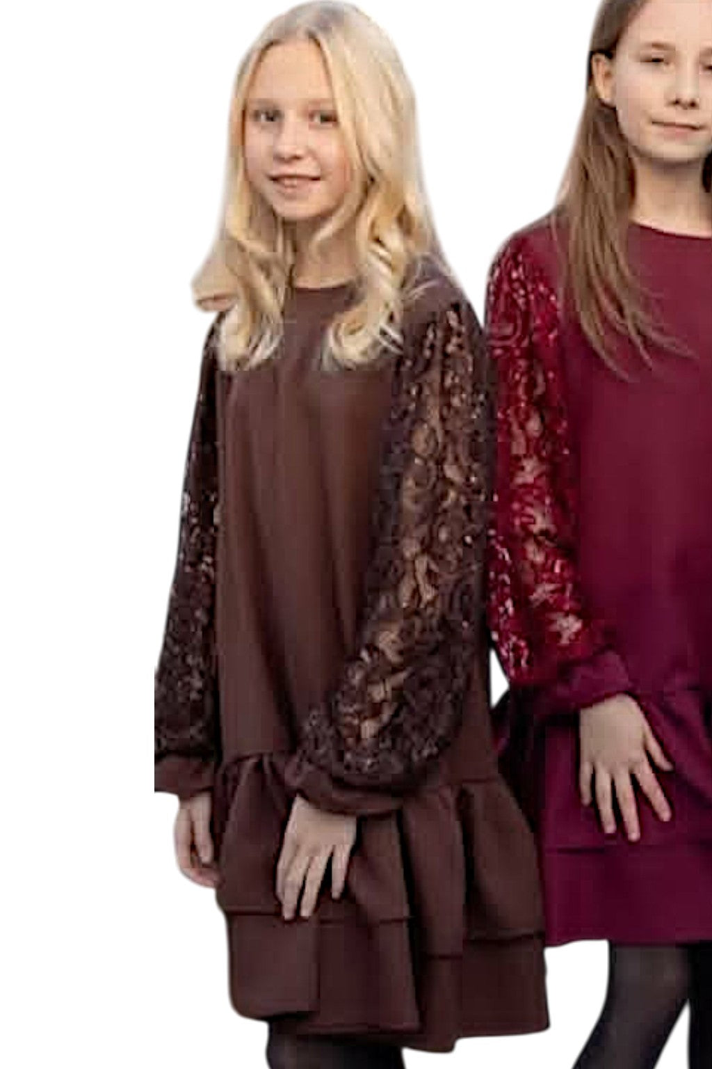 Sukienka koronka dziewczęca czekolada Nando 2347-121225