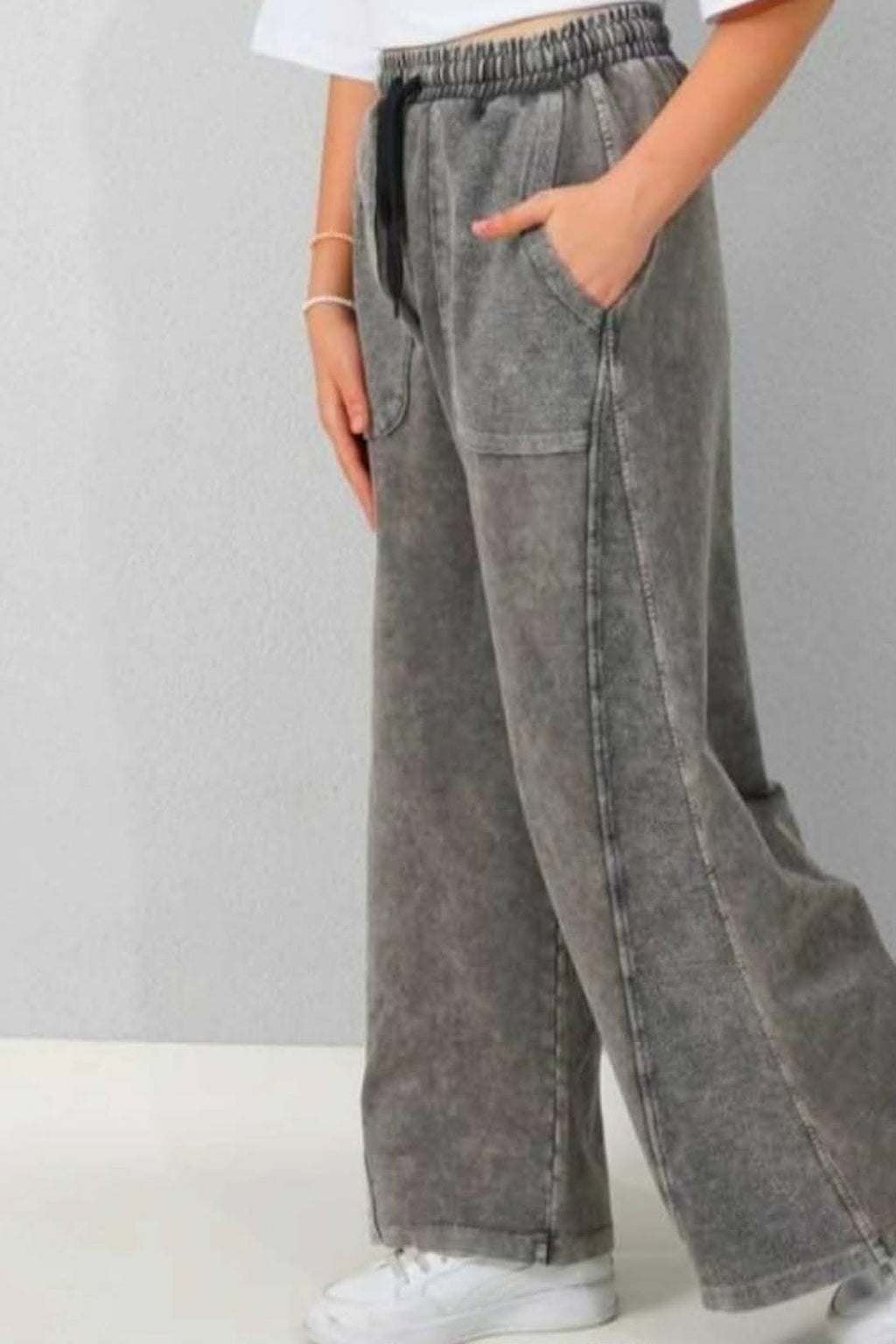 Spodnie szwedy dekatyzowane dziewczęce szare Haykids 25WB315-30126