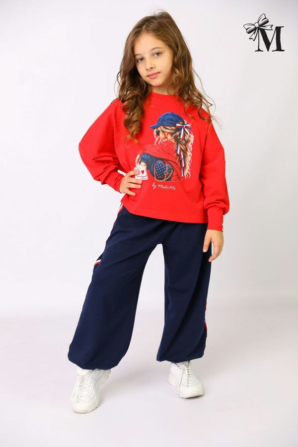 Bluzka oversize Dziewczynka czerwony MałaMi 2890-30926-18