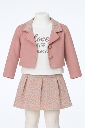 Komplet 3 części panterka dziewczęcy pudrowy róż Sugar 1038-51125