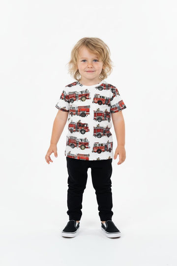 Koszulka wóz strażacki chłopięca czerwony Chrisma Kids 3138-12226
