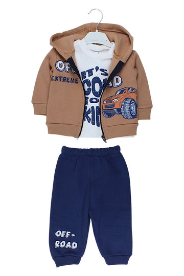 Komplet 3 części Auto chłopięcy beżowy Three Star 320K-241025-1