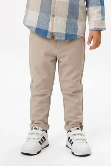 Spodnie eleganckie z Lacosty chłopięce jasny beż Mimi 4177-21326-61