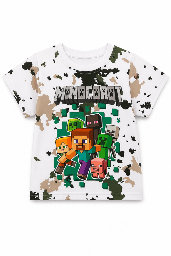 Koszulka Minecraft biała chłopięca biały Guliwerkids 4212-22426-3