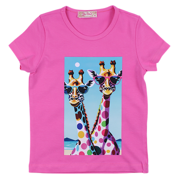 Cheerful blouse 2 giraffes girl fuchsia Your Word 4323-28425-21