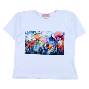 Bluzka kwiaty dziewczęca biała Your Word 4328-2425-3