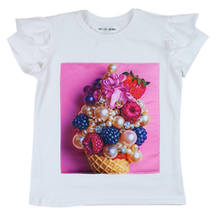 Bluzka ekran lody dziewczęca krem Guliwerkids 4351-6525-28
