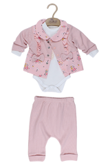 Komplet z body kwiaty dziewczęcy pudrowy róż Pakel 513-27825-39