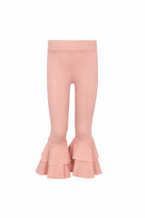 Spodnie dzwony falbanka dziewczęce pudrowy róż Timi 51592-20825