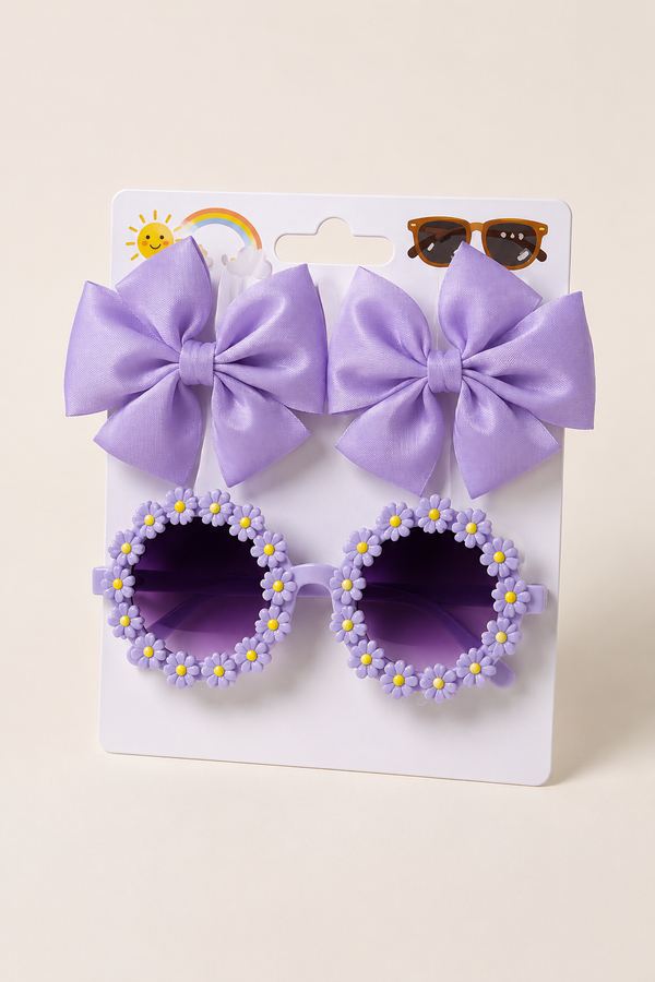 Zestaw 2 spinki i okulary dziewczęcy fiolet KidsBows 6045-24526-20