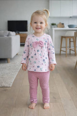 Komplet bawełniany w kwiaty dziewczęcy róż Deco 56/636-251125-40