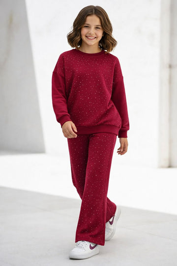Komplet bawełniany Blink dziewczęcy bordowy Breeze 22386-21225