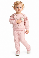 Dres w króliczki dziewczynka pudrowy róż Donino 60462-30926-39
