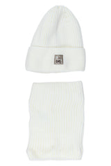 Komplet czapka i komin dziewczęcy kremowy Agbo 6617-221025