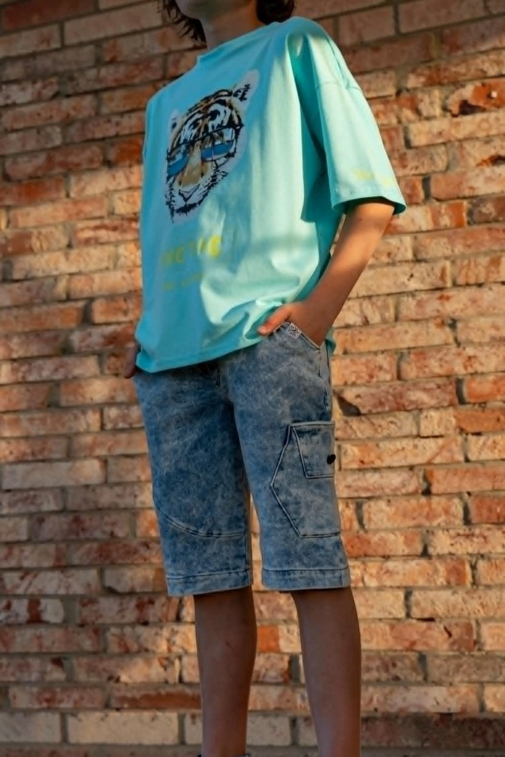 Bermudy jeansowe soft chłopięce, kolor jeans, producent Kamir, numer produktu 6897-29526-26