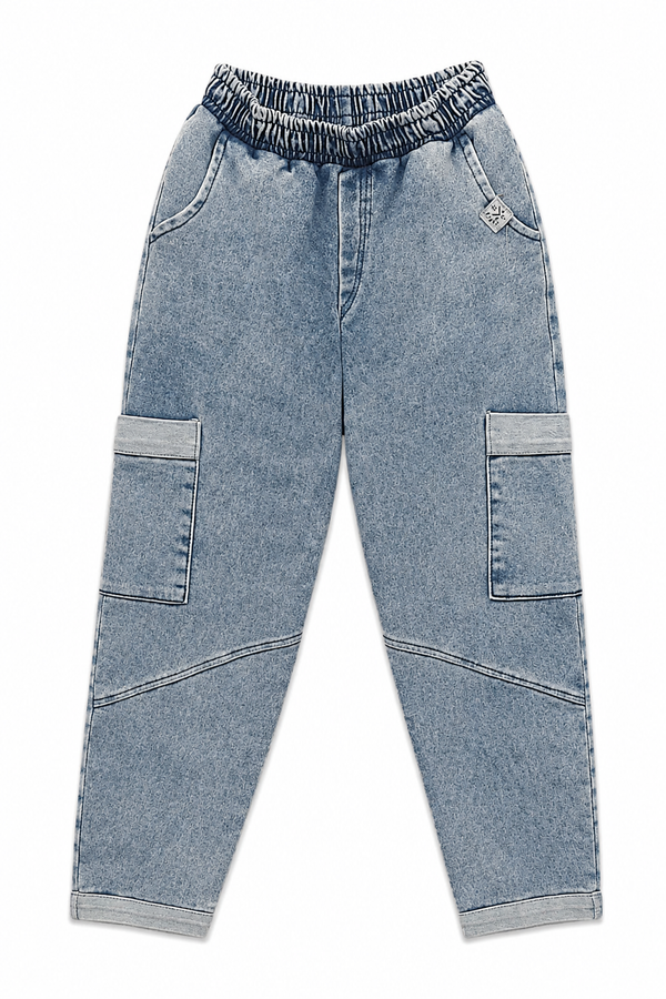 Spodnie jeansowe soft na gumce chłopięce, kolor jeans, producent Kamir, numer produktu 6898-29526-26