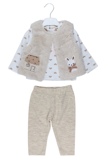 Komplet 3 części serduszko dziewczęcy beżowy Baby Rose 7851-11925