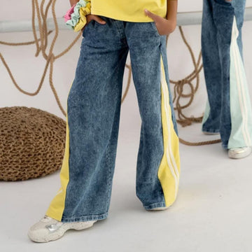 Spdnie dżinsy lampas dziewczęce niebieski kiz 3225-10124-35