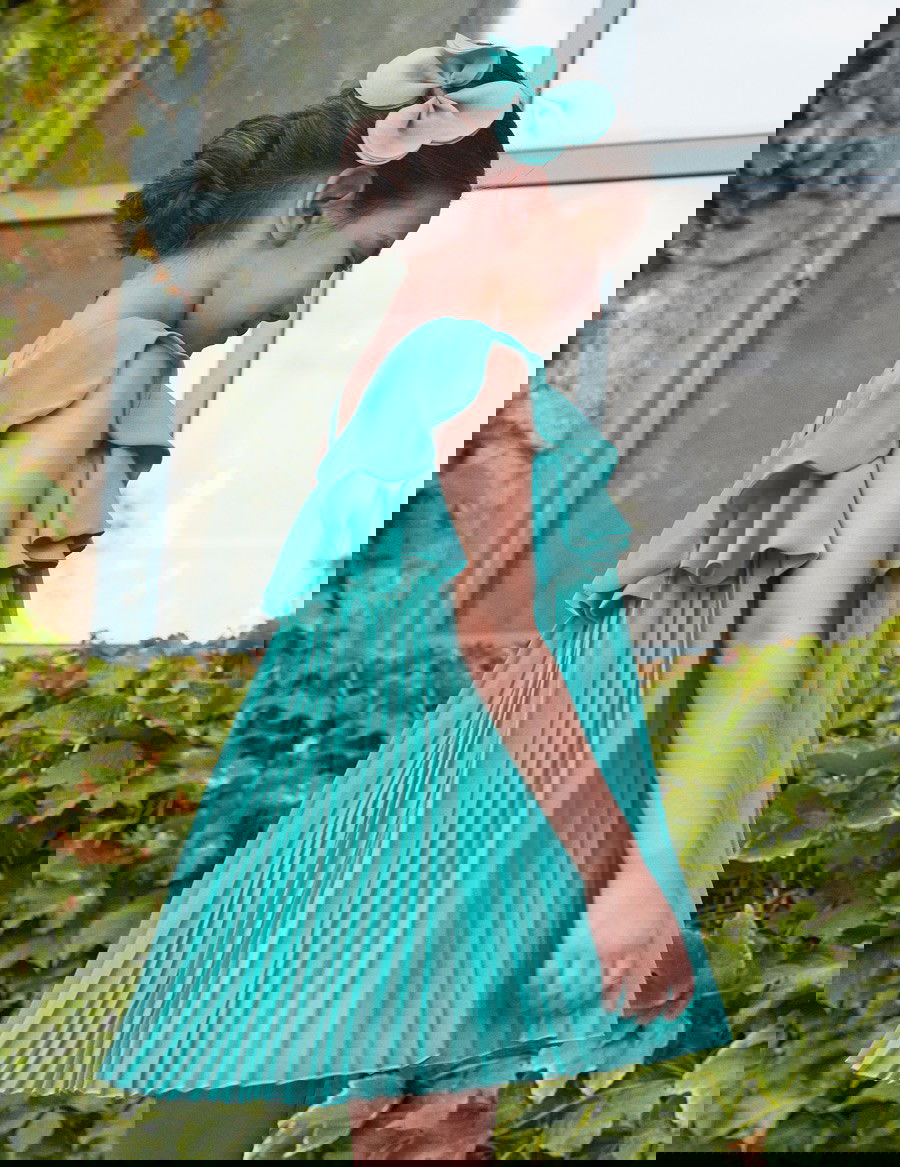 Abel & Lula 22-05049-063 Sukienka plisowana dla dziewczynki 5049-63 Turkus -  - #tag1# - #tag2# - #tag3# - #tag4#