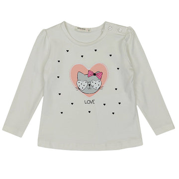 Bluzka Długi Rękaw Kotek dziewczynka krem 19163-71023  GKMOD -  - #tag1# - #tag2# - #tag3# - #tag4#