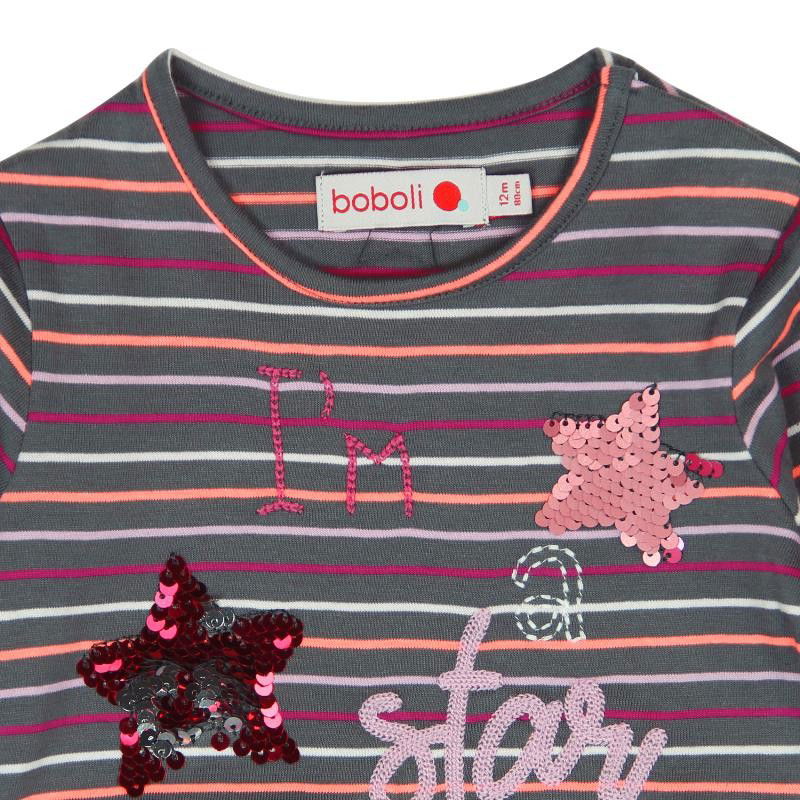 Boboli 206121-8088 sukienka w paski dla dziewczynki kolor ciemno szary -  - #tag1# - #tag2# - #tag3# - #tag4#