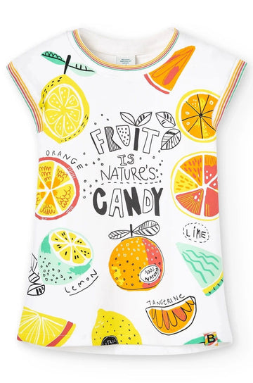 Boboli 456184-1100 Sukienka bawełniana dziewczynka kolor biały -  - #tag1# - #tag2# - #tag3# - #tag4#