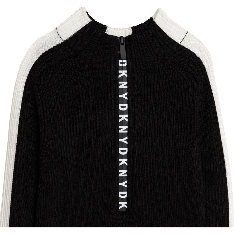 DKNY D32808-09B Sukienka dzianinowa dziewczęca  kolor czarny -  - #tag1# - #tag2# - #tag3# - #tag4#