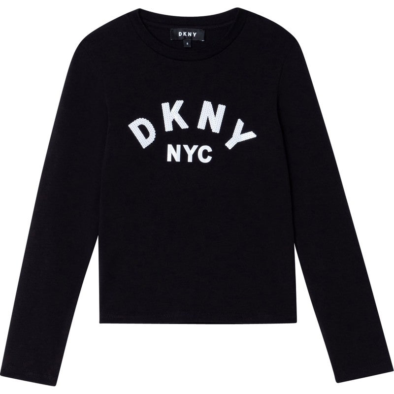 DKNY D35R57-09B Koszulka z długim rękawem dziewczęca kolor czarny -  - #tag1# - #tag2# - #tag3# - #tag4#