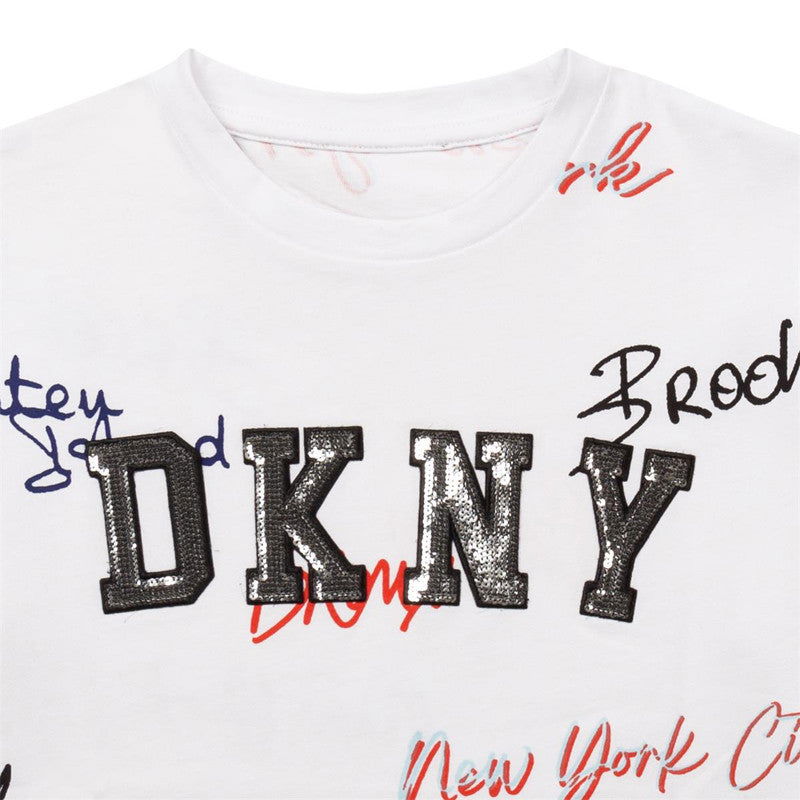 DKNY D35S00-10B Koszulka z nadrukiem dziewczęca kolor biały -  - #tag1# - #tag2# - #tag3# - #tag4#