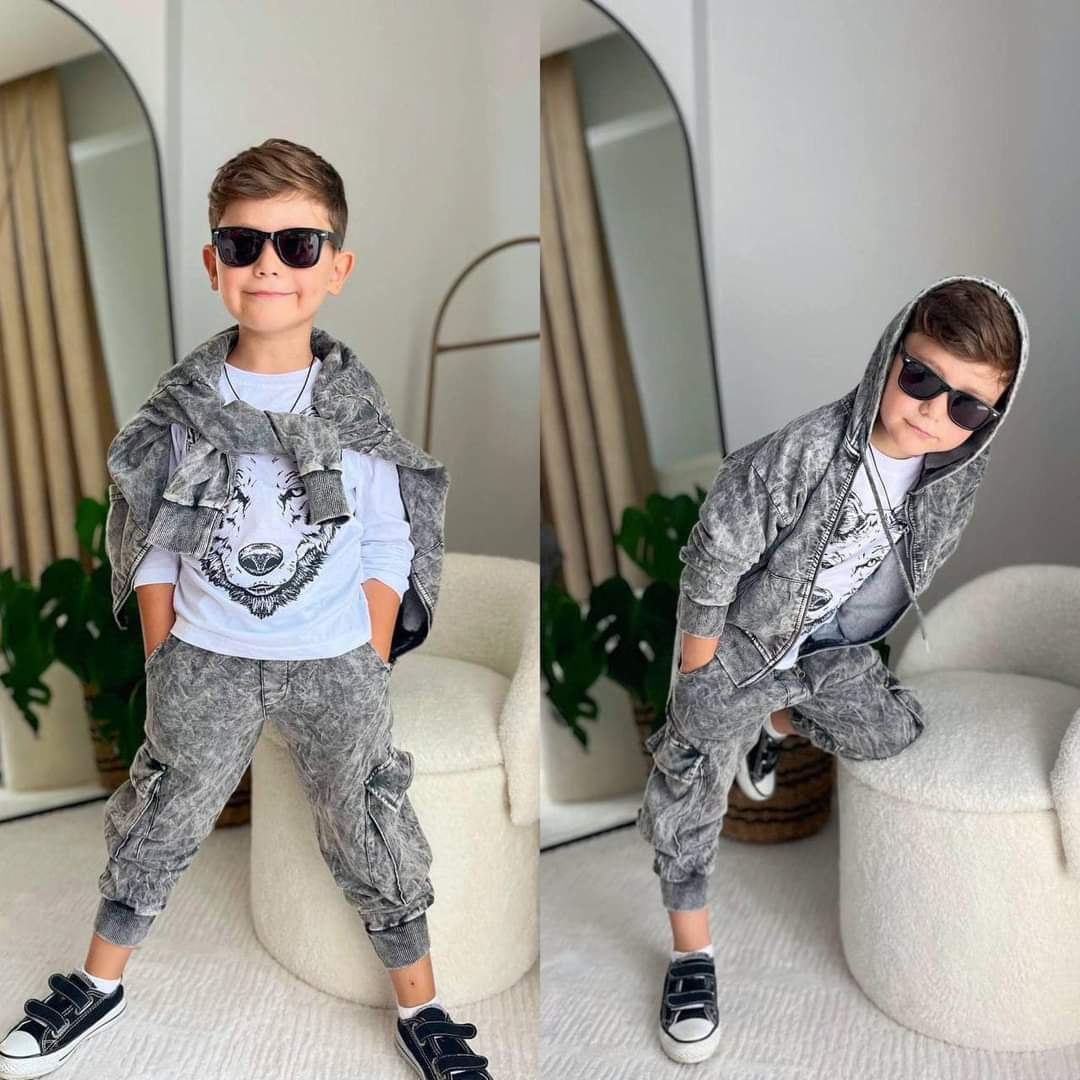 Dres dekatyzowany 3 części chłopięcy szary Bam Bam 1000-28824 GKMOC -  - #tag1# - #tag2# - #tag3# - #tag4#