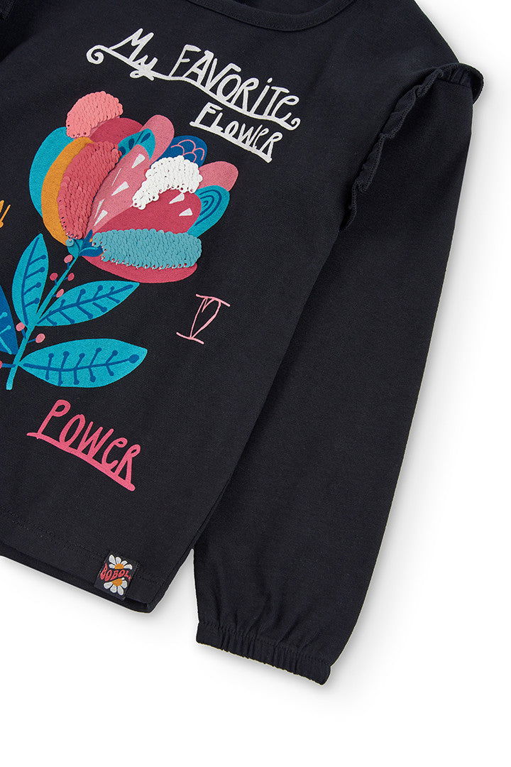 Koszulka dla dziewczynki Boboli 415000-890 kolor czarny -  - #tag1# - #tag2# - #tag3# - #tag4#