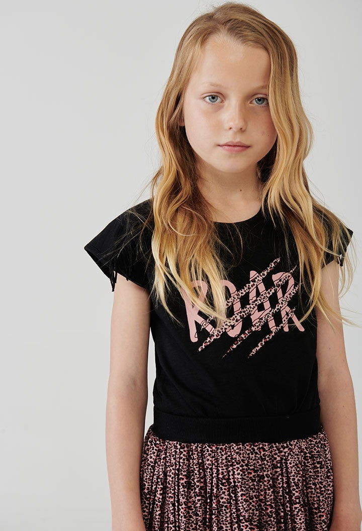 Koszulka z frędzlami dla dziewczynki Boboli 404154-890 kolor czarny -  - #tag1# - #tag2# - #tag3# - #tag4#