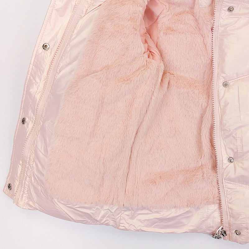 Kurtka Zimowa dziewczynka morela KK2117-271023  GKMOD -  - #tag1# - #tag2# - #tag3# - #tag4#