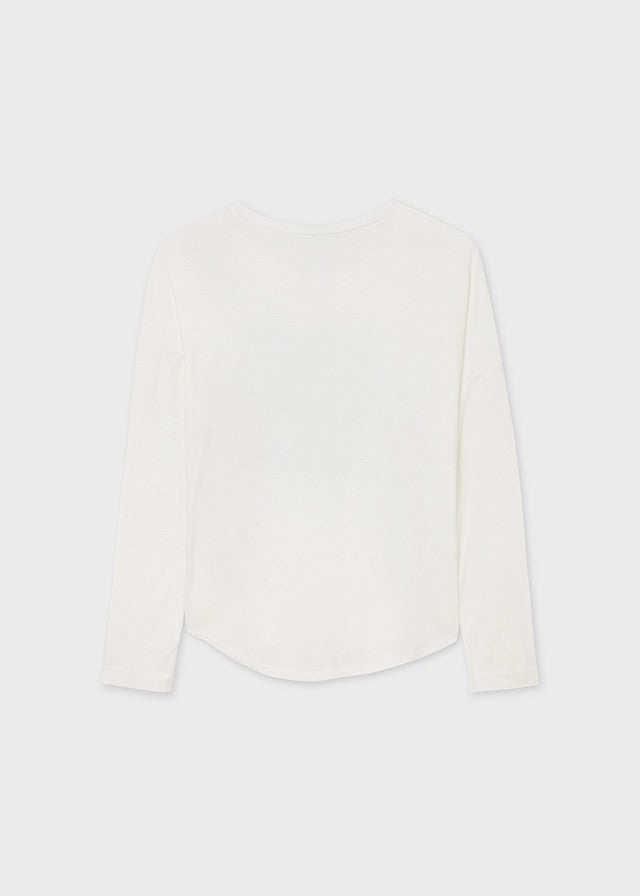 Mayoral 11-07086-033 Koszulka długi rękaw dziewczęca 7086-33 kremowy -  - #tag1# - #tag2# - #tag3# - #tag4#